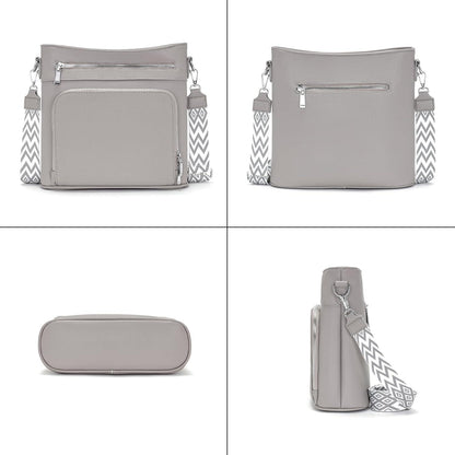 Handtasche Damen Mittelgroß Umhängetasche Vegan Leder Crossbody Grau