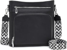 Damen Umhängetasche Vegan Leder Crossbody Schwarz mit