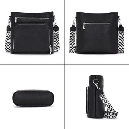 Atgbiem Handtasche Damen Mittelgroß Umhängetasche Schwarz Veganleder