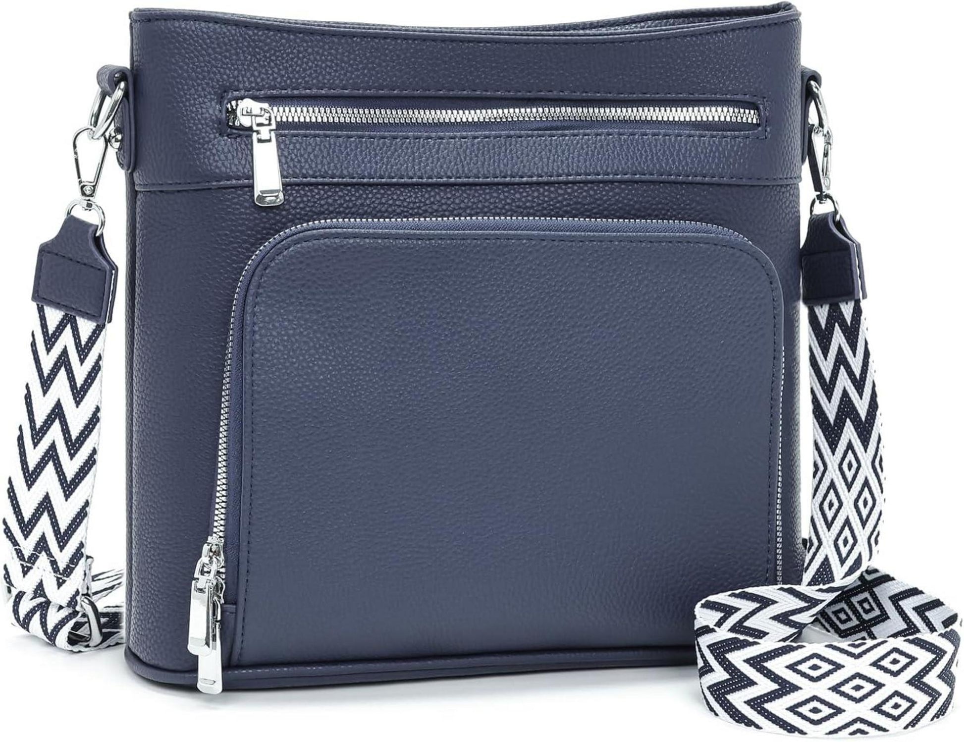 Handtasche Damen Mittelgroß Umhängetasche Vegan Leder Crossbody Blau