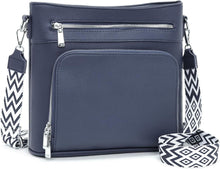 Handtasche Damen Mittelgroß Umhängetasche Vegan Leder Crossbody Blau