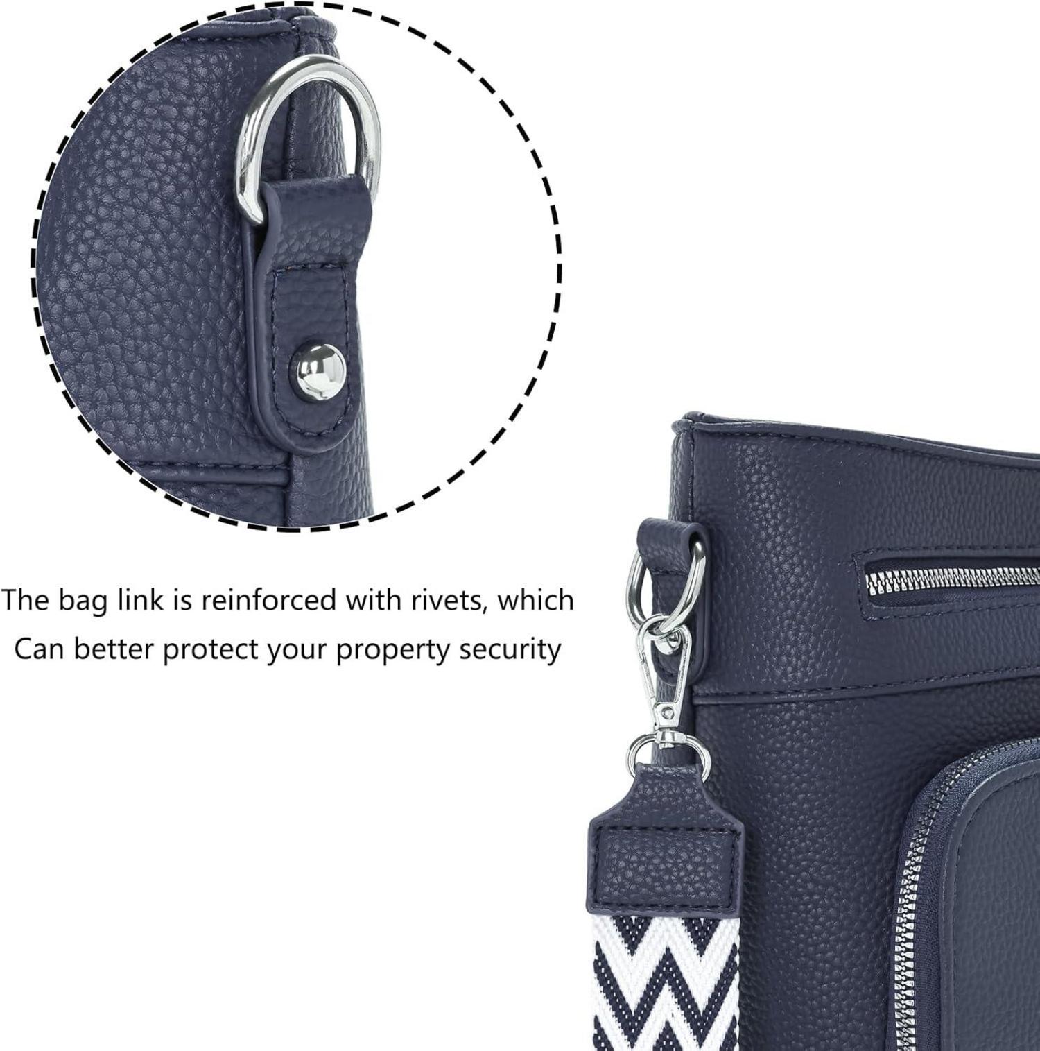 Damen Handtasche Vegan Leder Umhängetasche Blau Crossbody