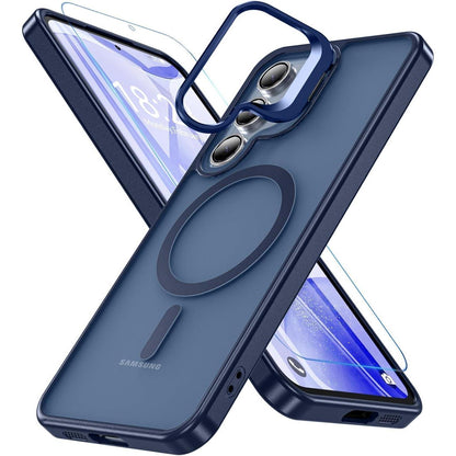 Samsung S24 FE Hülle mit MagSafe Ring Ständer & Displayschutzfolie (Blau)