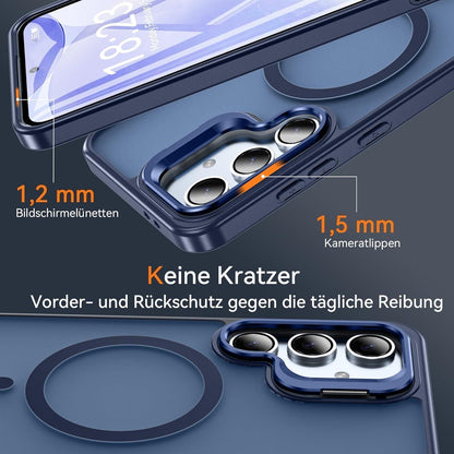 Samsung S24 FE Hülle mit MagSafe Ring Ständer & Displayschutzfolie (Blau)
