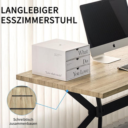 Esszimmergruppe mit Esstisch (140x80cm) & 6 Stühlen – Braun