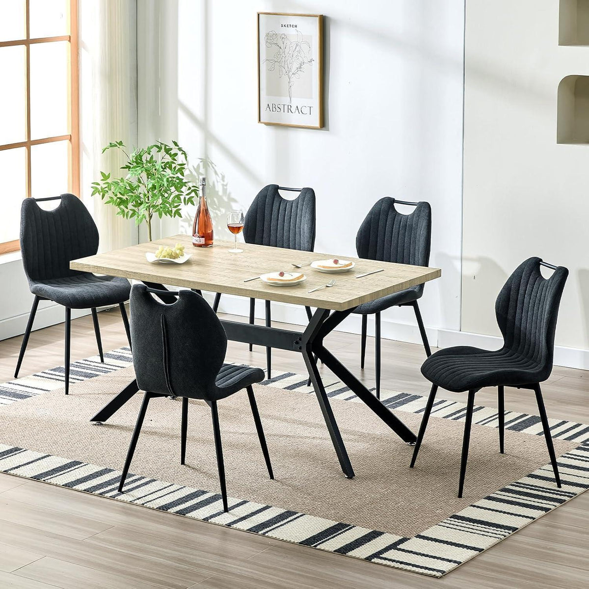 Esszimmergruppe mit Esstisch (140x80cm) & 6 Stühlen – Modern & Komfortabel