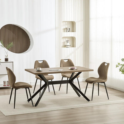Esszimmerstühle 6er Set, Polsterstühle im skandinavischen Stil Khaki