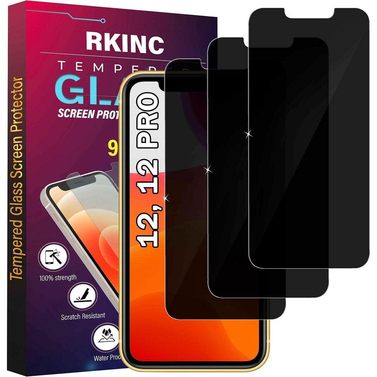 3x Sichtschutz Panzerglas iPhone 12/12 Pro 6.1" Anti-Spähen