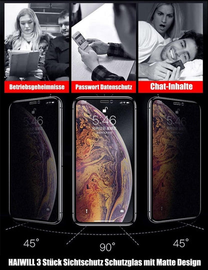 iPhone 16 Pro Schutzfolie 3 Stück Matt 9H Blickschutzfolie