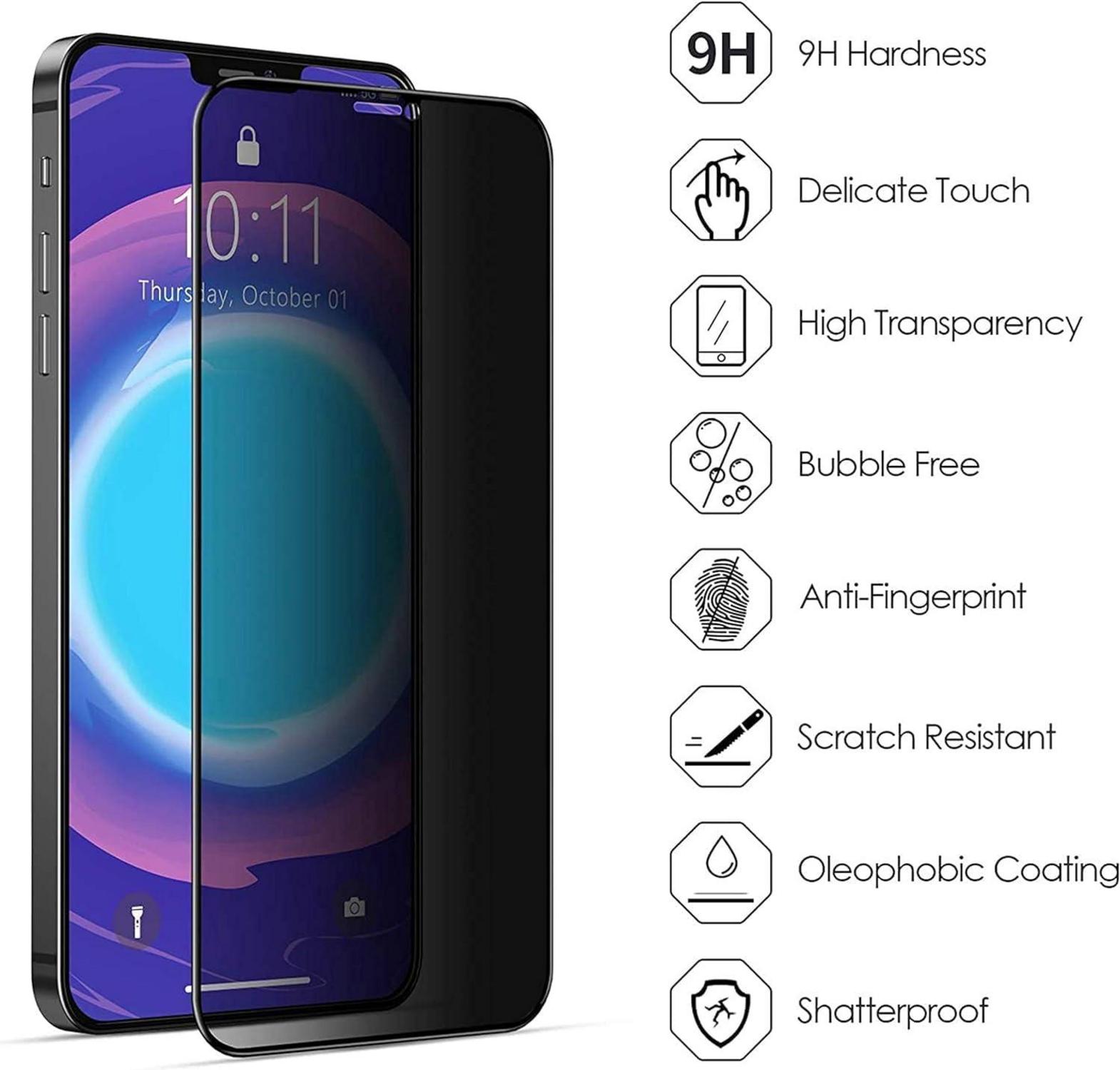 HAIWILL 3x Anti-Spy iPhone 16 Pro 9H Blickschutz Matt Schutzglas