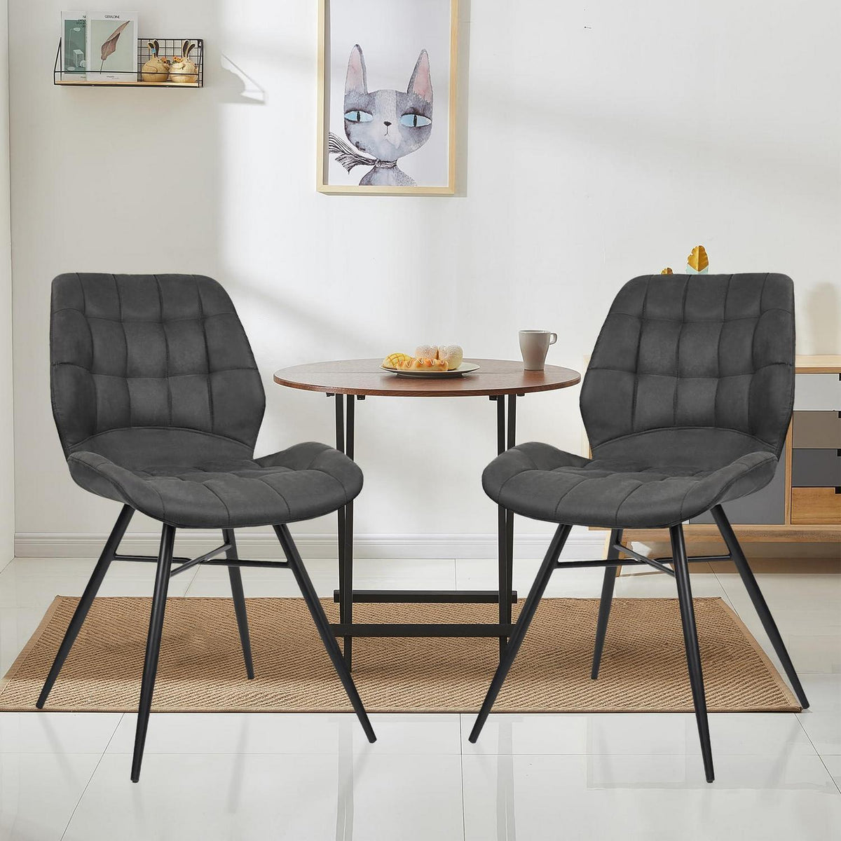 Moderne Esszimmerstühle 2er Set Schwarz