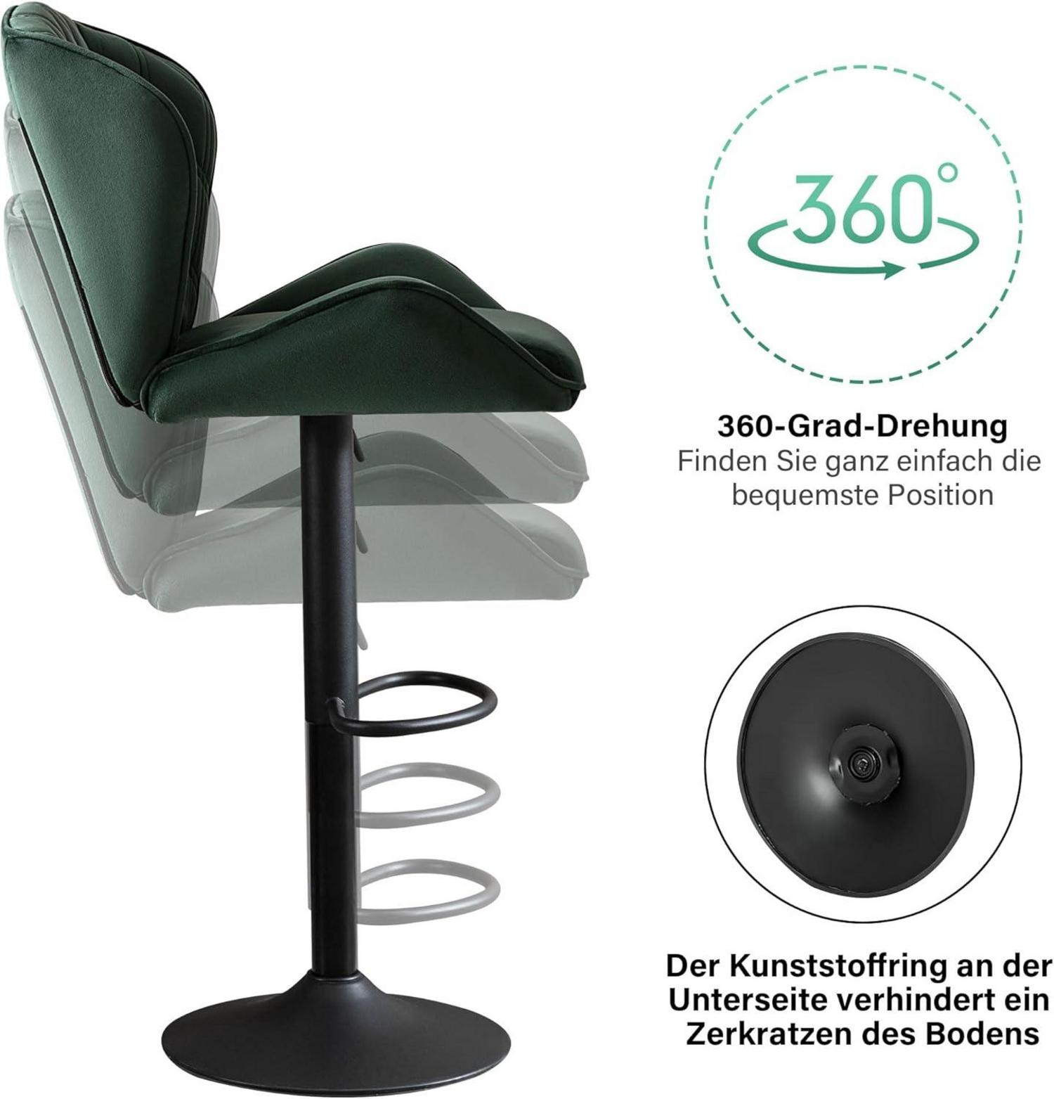 Fantasylab 2 Barhocker Tresenhocker Höhenverstellbar Gepolstert Grün