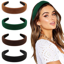 4er Pack breite Samtstirnbänder Multicolor Haarreifen Boho-Trend