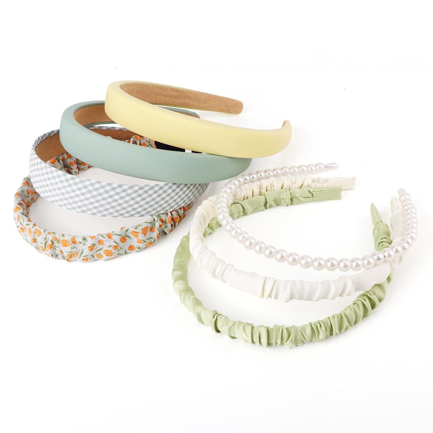 7er Haarreifen Set Damen Stirnband Blumen Vintage Haarschmuck