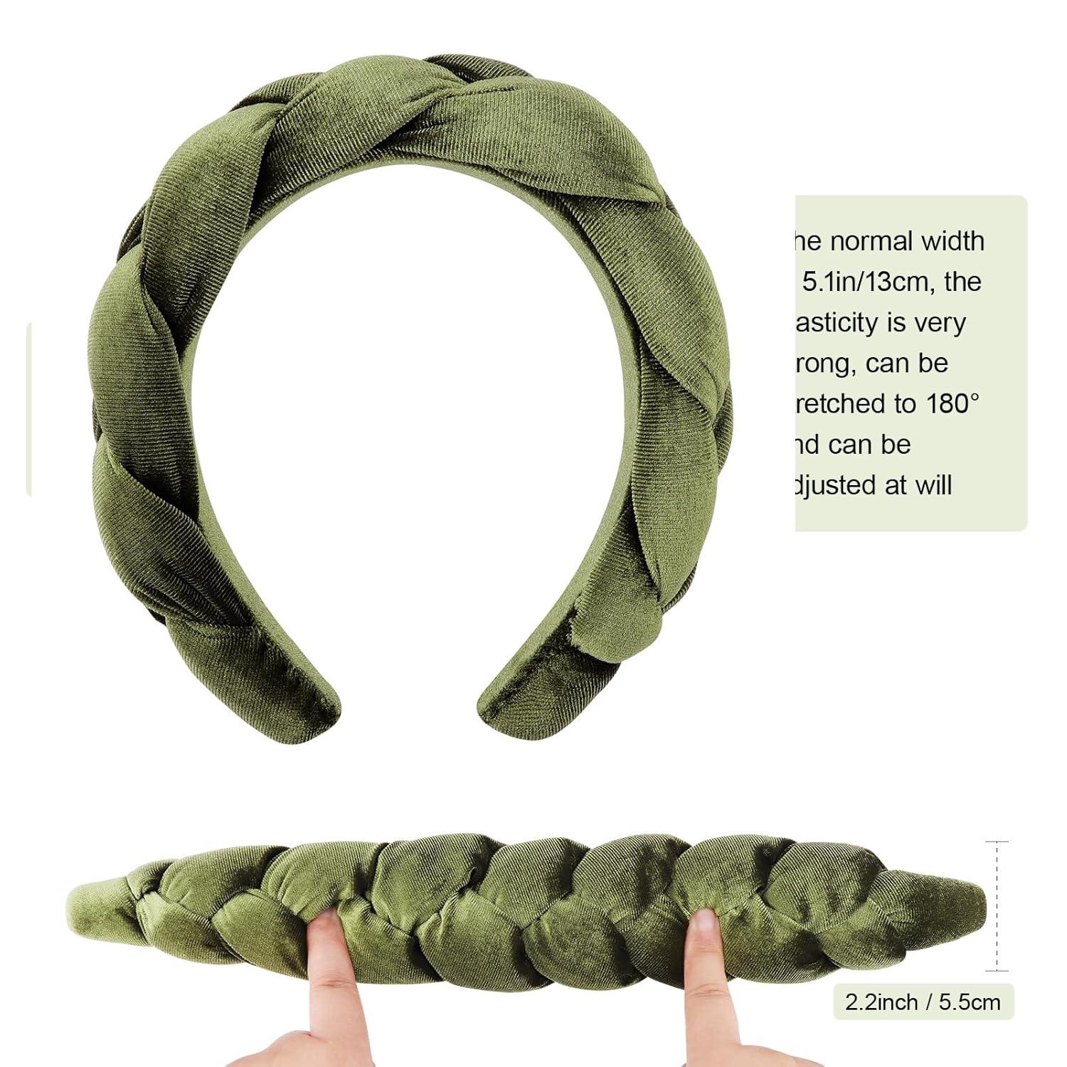 DRESHOW Samt Geflochtenes Stirnband Damen Trachten Vintage Haarreif 94-army Green