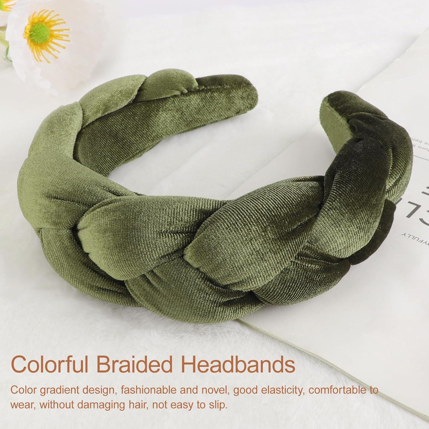 Samt Geflochtenes Stirnband Trachten Vintage Haarreif 94-army Green