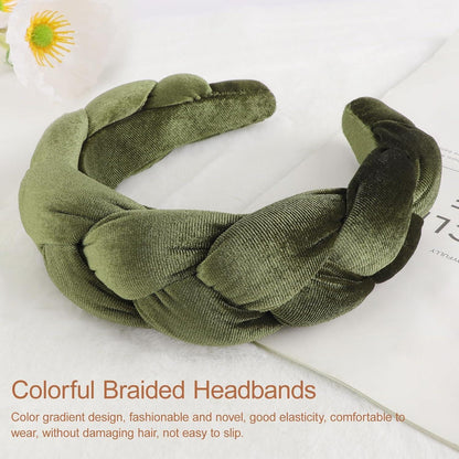Samt Geflochtenes Stirnband Trachten Vintage Haarreif 94-army Green