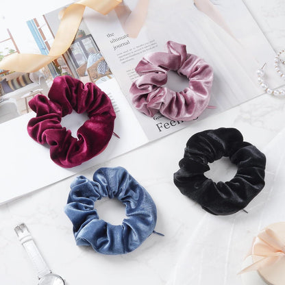 4er-Pack Haargummis Scrunchies mit versteckten Taschen - Damen Mädchen
