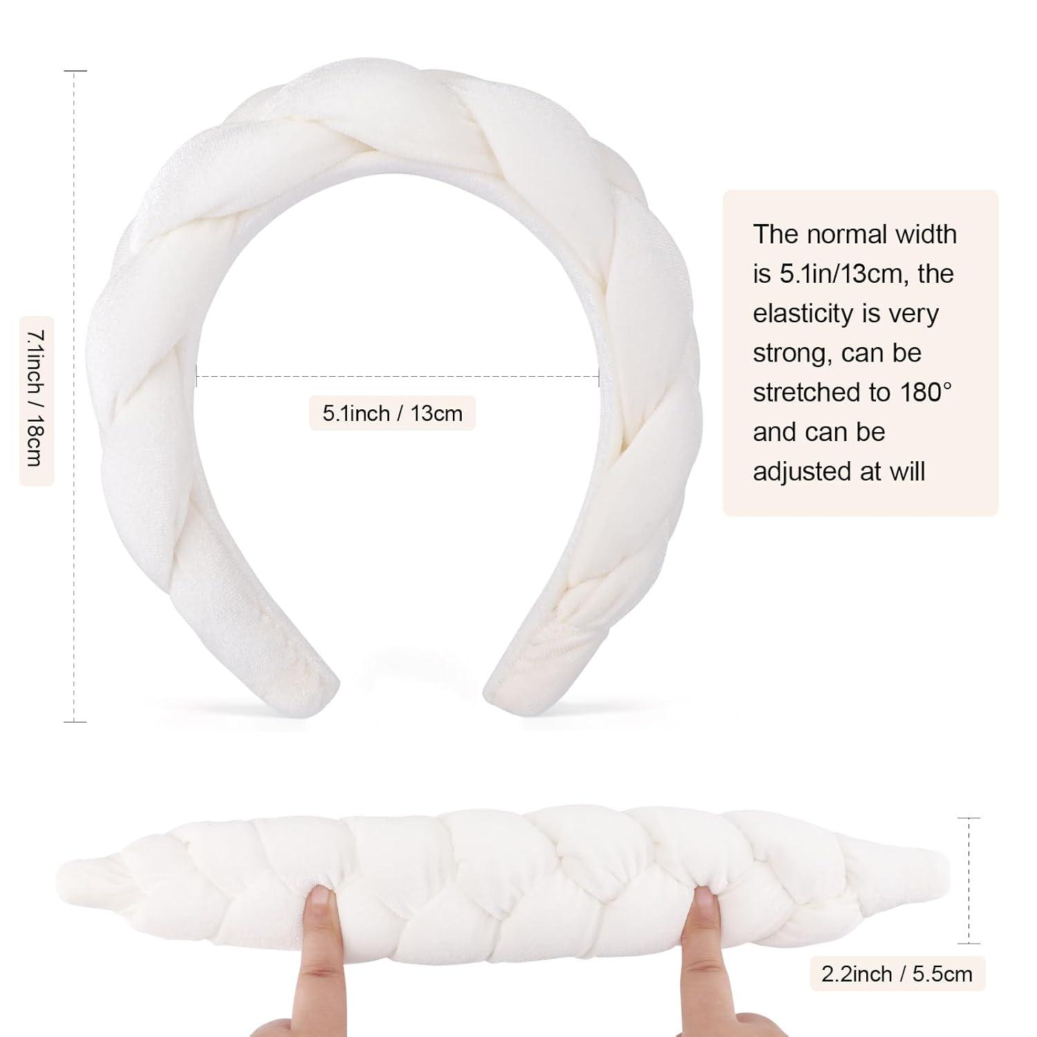 DRESHOW Samt Geflochtenes Stirnband Damen Vintage Haarreif 94-white