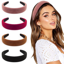 Breite Samtstirnbänder 4er Pack Mehrfarbig Boho-Stil