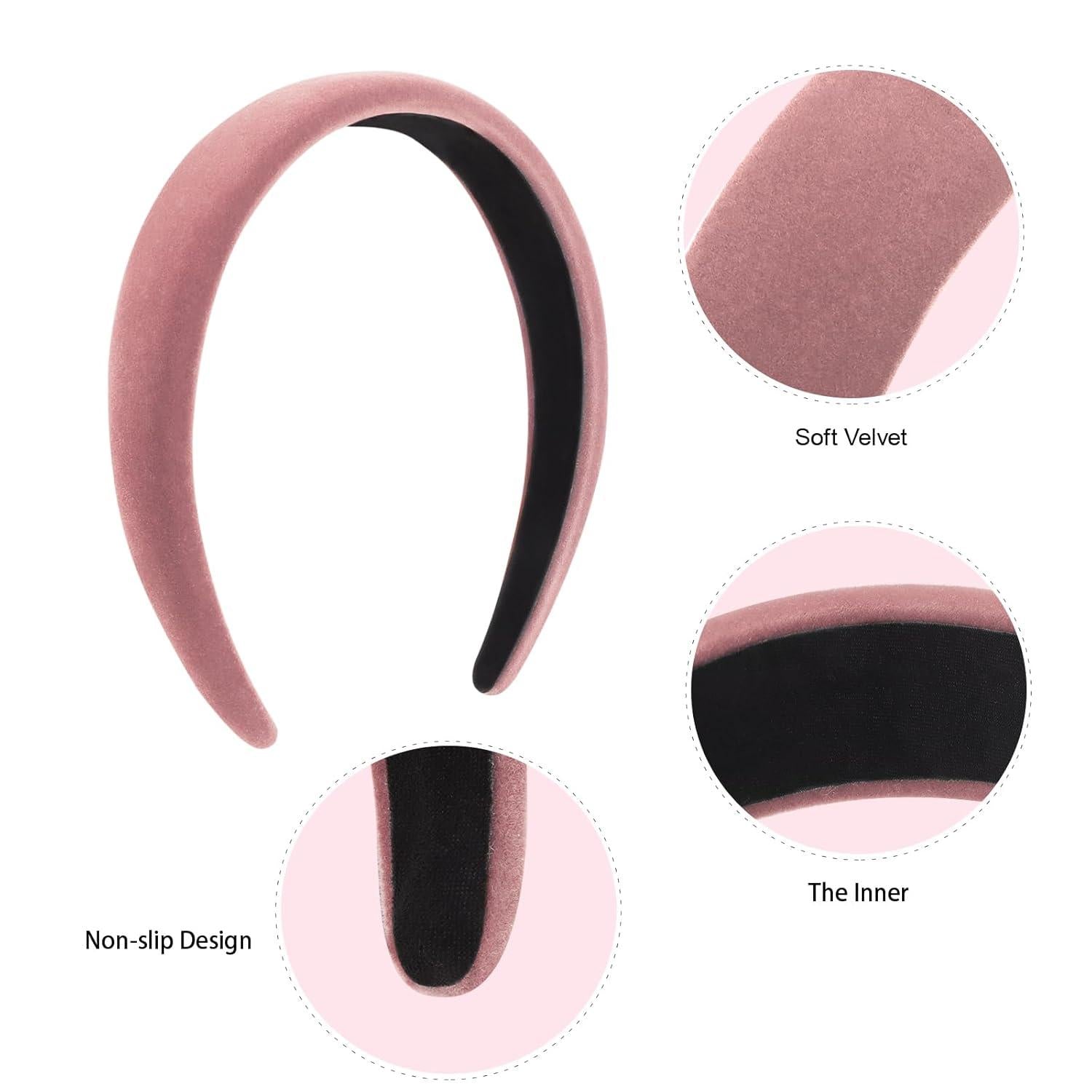 4er Set breite Samtstirnbänder Damen Haarreifen Boho Haarband