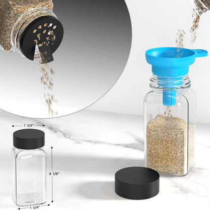 24er Gewürzgläser Set mit Streudeckel & Etiketten, 120ml - Eckig