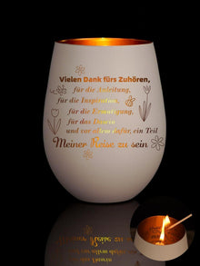 Dankeschön Teelichthalter mit Gravur, Windlicht Geschenkideen für