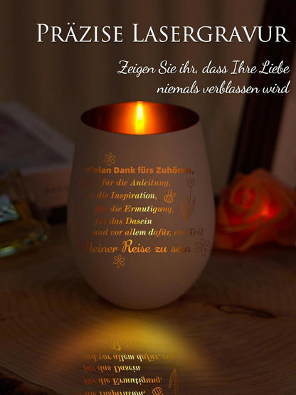 Dankeschön Teelichthalter mit Gravur, Windlicht Geschenkideen für