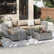 Amopatio 5tlg. Rattan Gartenmöbel-Set mit