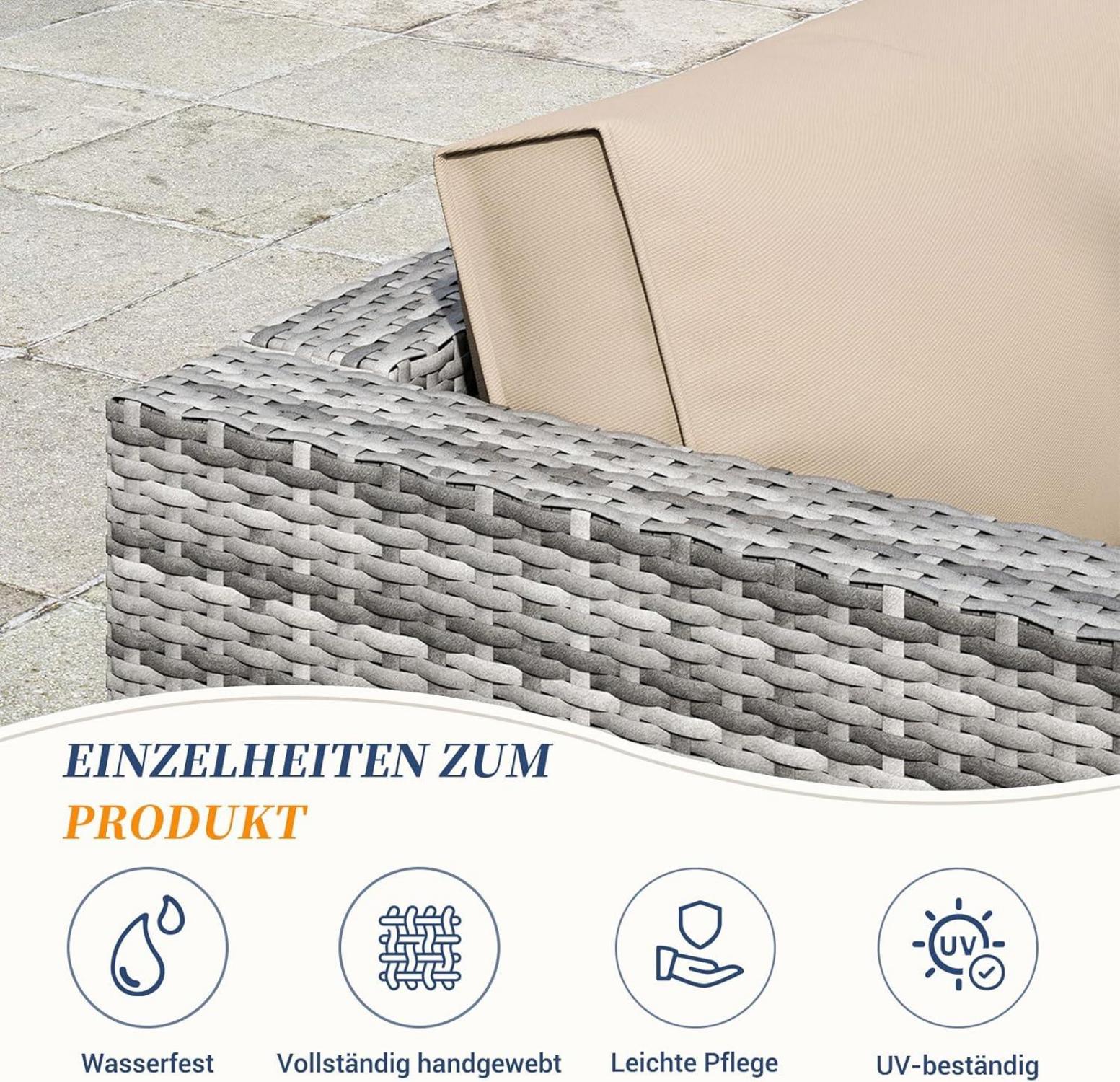 Poly Rattan Gartenmöbel Lounge-Set 5tlg Grau-meliert