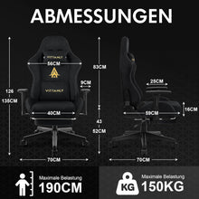Vittanly Gaming Stuhl Wildlederimitat Bürostuhl Schwarz 3D