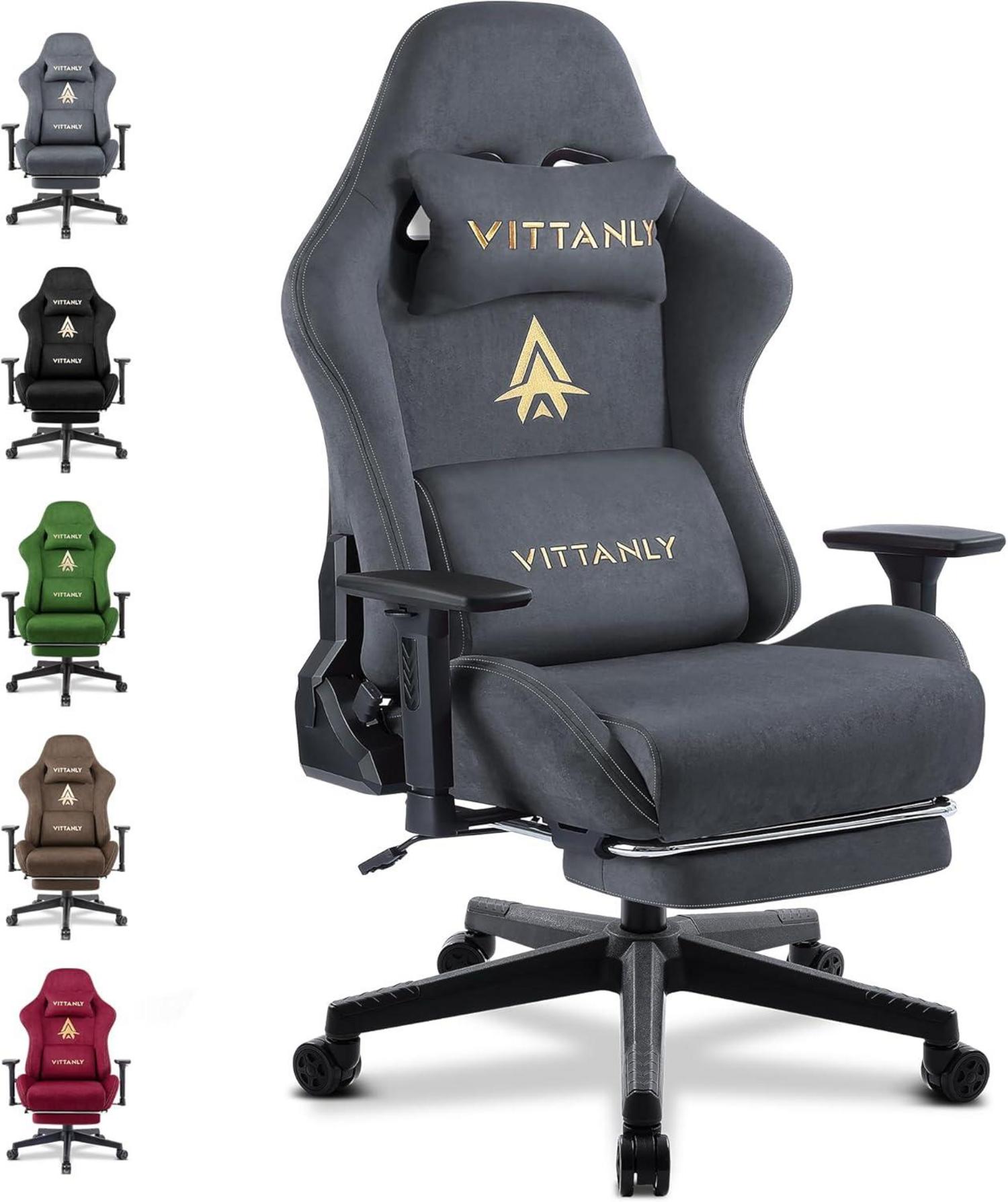 Gaming Stuhl Vittanly Atmungsaktiv 3D Armlehnen Grau