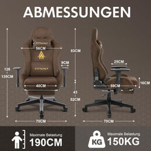 Gaming Stuhl mit Fußstütze, Kopfstütze, Lendenkissen - Braun