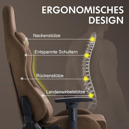 Gaming Stuhl Wildlederimitat Atmungsaktiv Ergonomisch 3D Armlehnen