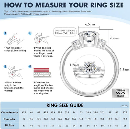 Moissanite Verlobungsring 1,0 Karat D VVS1 925 Silber