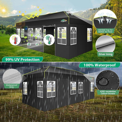Faltpavillon 3x6 mit Seitenwänden – Wasserdicht & UV-Schutz