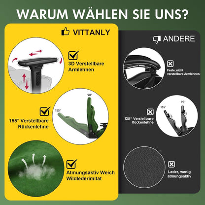 Gaming Stuhl Wildlederimitat Atmungsaktiv 90-155° Grün Armlehnen