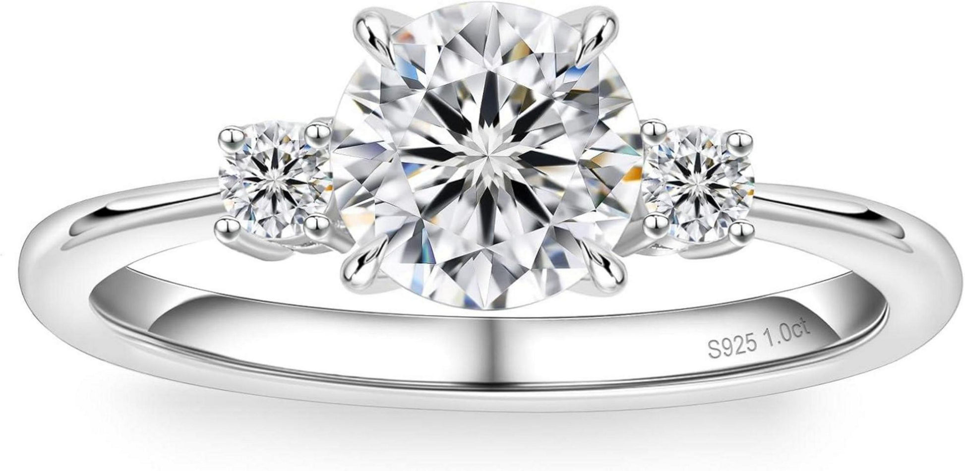 Moissanit Verlobungsring Damen 1 Karat D VVS1 925 Silber Trauring