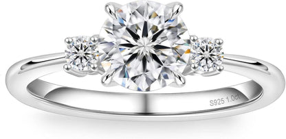 Moissanit Verlobungsring Damen 1 Karat D VVS1 925 Silber Trauring