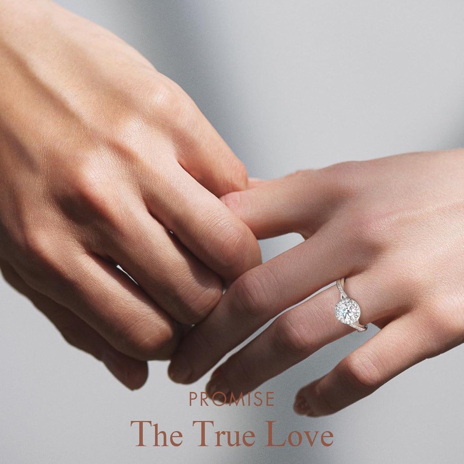 Moissanite Verlobungsring Damen 1-2 Karat Solitär 925 Silber Weißgold 54