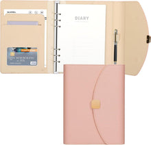 PU Leder A5 Binder Notizbuch 6 Ring Budget Journal Rosa