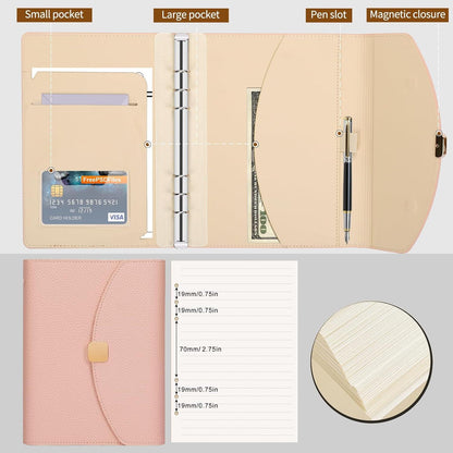 Notizbuch A5 Binder PU Leder 6 Ring Budget Journal Planer