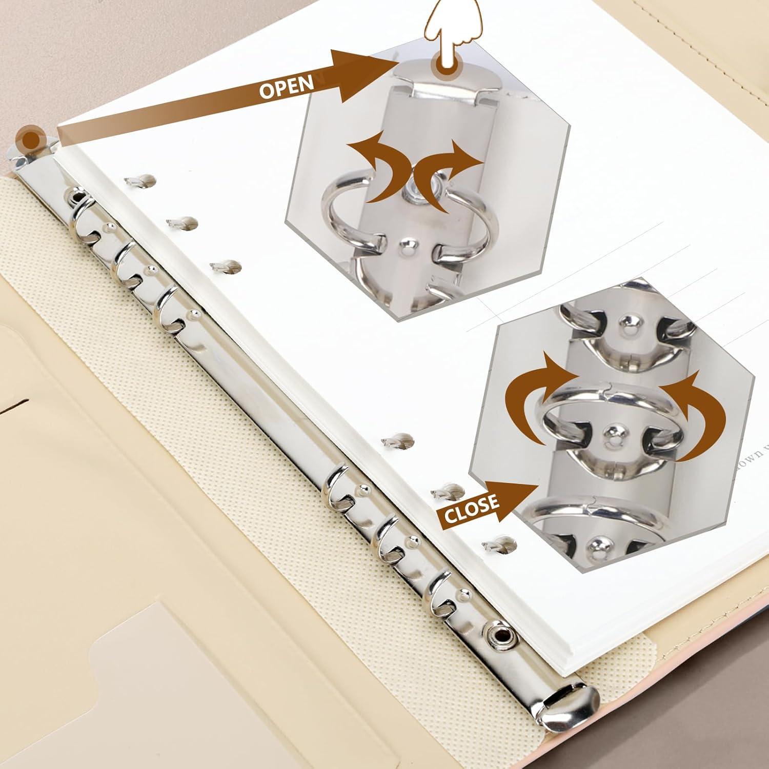 A5 PU Leder Binder Notizbuch Planer 6 Ring mit gefütterten Seiten Pink