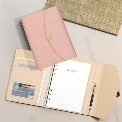 A5 PU Leder Binder Notizbuch Planer 6 Ring mit gefütterten Seiten Pink