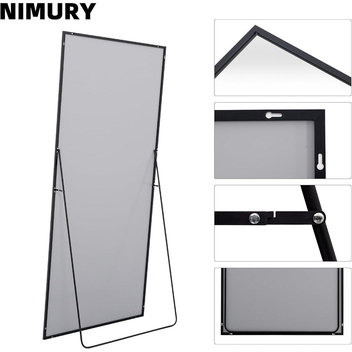 Ganzkörperspiegel Standspiegel Schwarz Rechteckig 161x52 cm