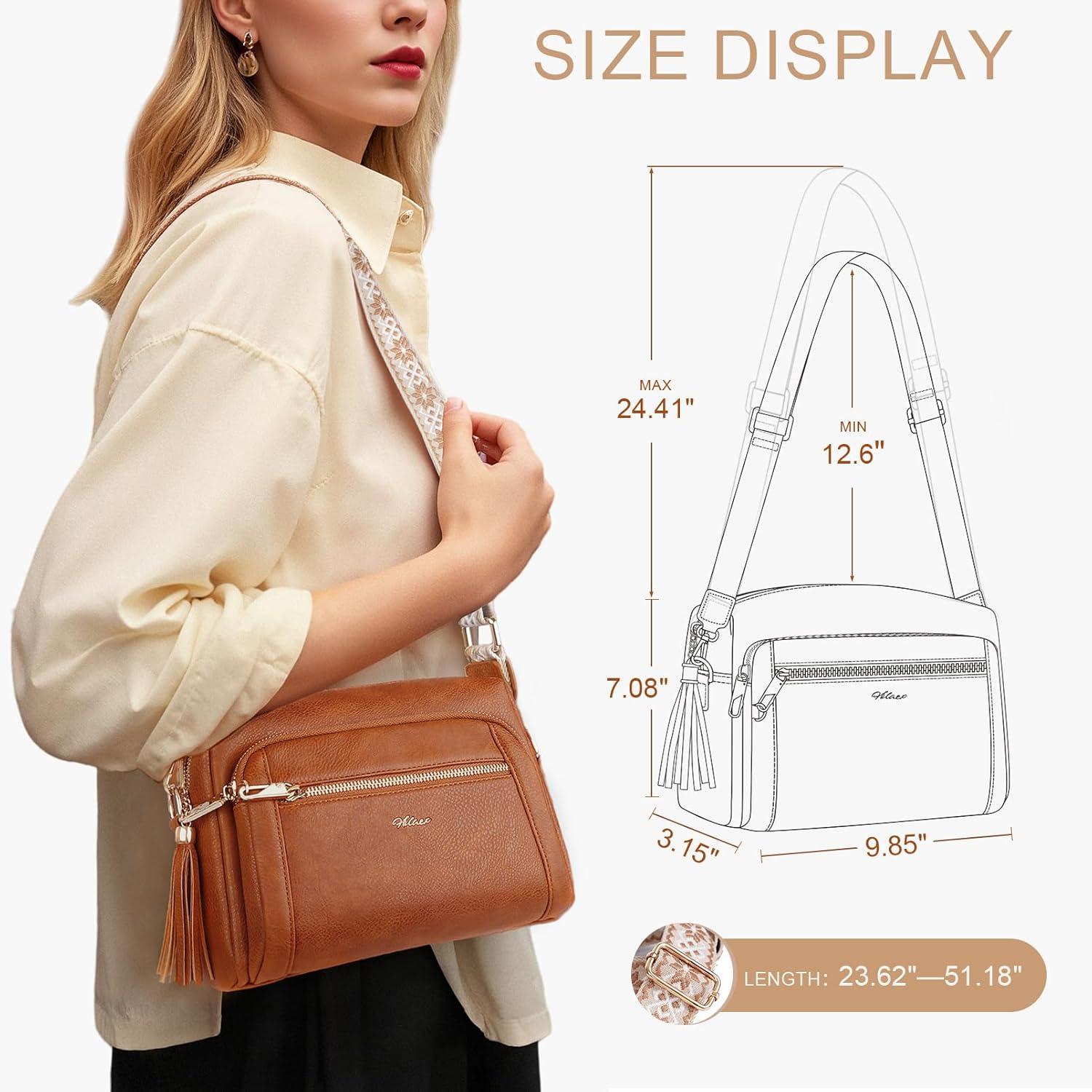 HILAEX Umhängetasche Damen Crossbody Bag mit 4 Fächern in Schwarz