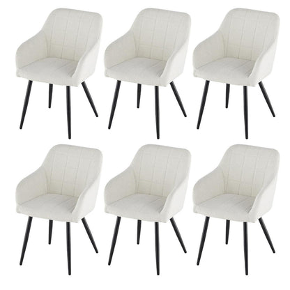 Esszimmerstühle 6er Set Bouclé Beige mit Armlehnen