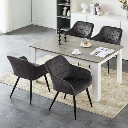 Samt Esszimmerstühle 6er Set, Kohlenstoffgrau