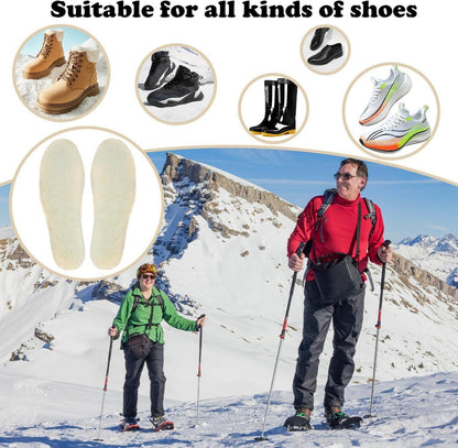 2er Pack Warme Winter Einlegesohlen aus Schafwolle Gr. 43 wasserabweisend