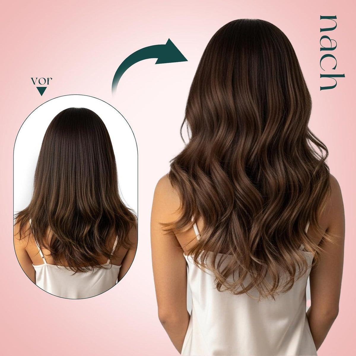 Clip-In Haarverlängerung Echthaar Braun Balayage Ombre